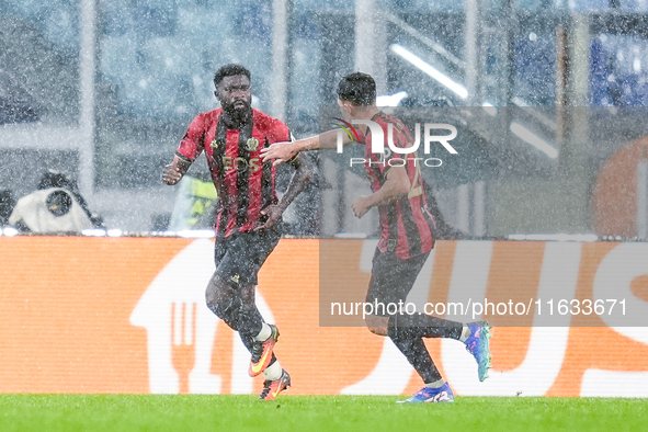 Jeremie Boga of OCG Nice celebrates after scoring first goal during the UEFA Europa League 2024/25 League Phase MD2 match between SS Lazio a...