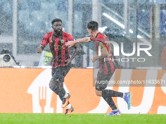 Jeremie Boga of OCG Nice celebrates after scoring first goal during the UEFA Europa League 2024/25 League Phase MD2 match between SS Lazio a...