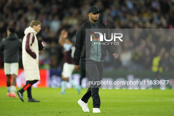 Vincent Kompany head coach of Bayern Munich after lossing the UEFA Champions League 2024/25 League Phase MD2 match between Aston Villa FC an...