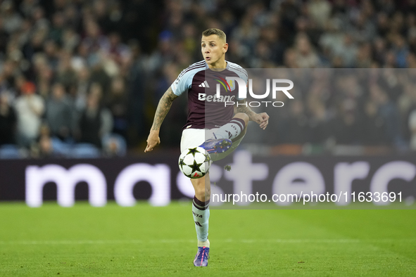 Lucas Digne left-back of Aston Villa and France during the UEFA Champions League 2024/25 League Phase MD2 match between Aston Villa FC and F...