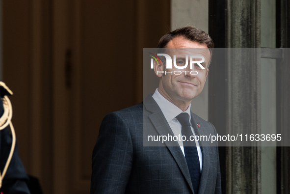 President of the French Republic Emmanuel Macron welcomes Mahamat Idriss Deby, President of the Republic of Chad, at the Elysee Palace in Pa...