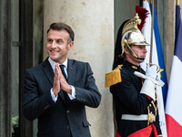 President of the French Republic Emmanuel Macron welcomes Mahamat Idriss Deby, President of the Republic of Chad, at the Elysee Palace in Pa...