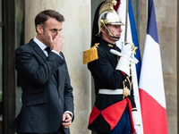 President of the French Republic Emmanuel Macron welcomes Mahamat Idriss Deby, President of the Republic of Chad, at the Elysee Palace in Pa...