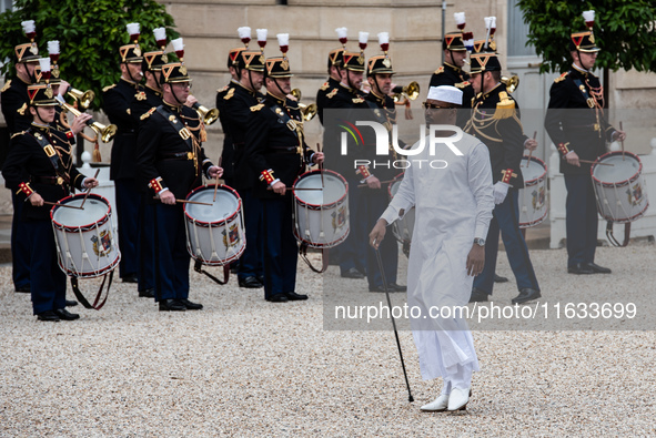 President of the French Republic Emmanuel Macron welcomes Mahamat Idriss Deby, President of the Republic of Chad, at the Elysee Palace in Pa...