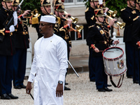 President of the French Republic Emmanuel Macron welcomes Mahamat Idriss Deby, President of the Republic of Chad, at the Elysee Palace in Pa...