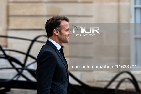 President of the French Republic Emmanuel Macron welcomes Mahamat Idriss Deby, President of the Republic of Chad, at the Elysee Palace in Pa...