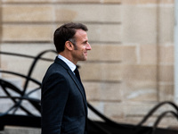 President of the French Republic Emmanuel Macron welcomes Mahamat Idriss Deby, President of the Republic of Chad, at the Elysee Palace in Pa...