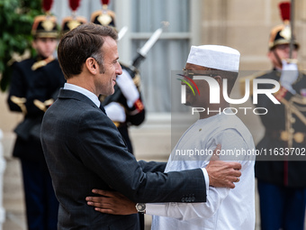 President of the French Republic Emmanuel Macron welcomes Mahamat Idriss Deby, President of the Republic of Chad, at the Elysee Palace in Pa...