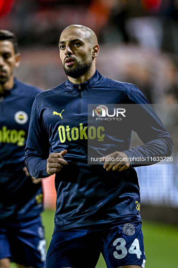 Fenerbahce midfielder Sofyan Amrabat plays during the match between Twente and Fenerbahce at the Grolsch Veste for the UEFA Europa League -...