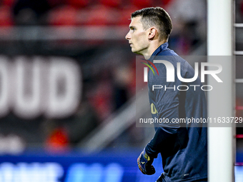 Fenerbahce goalkeeper Dominik Livakovic participates in the match between Twente and Fenerbahce at the Grolsch Veste for the UEFA Europa Lea...