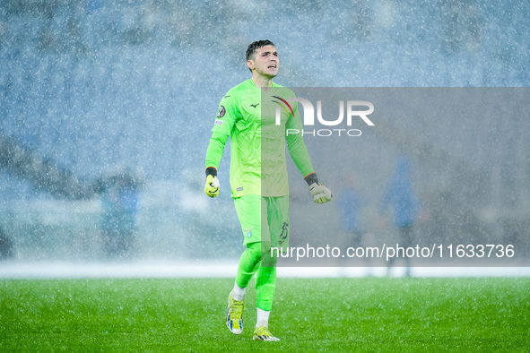 Christos Mandas of SS Lazio celebrates after Taty Castellanos of SS Lazio scored third goal during the UEFA Europa League 2024/25 League Pha...