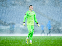 Christos Mandas of SS Lazio celebrates after Taty Castellanos of SS Lazio scored third goal during the UEFA Europa League 2024/25 League Pha...