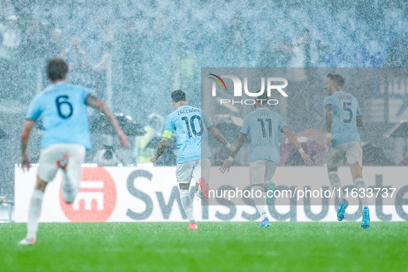 Taty Castellanos of SS Lazio celebrates after scoring third goal during the UEFA Europa League 2024/25 League Phase MD2 match between SS Laz...