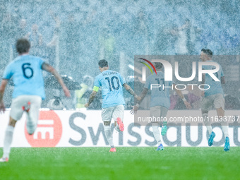 Taty Castellanos of SS Lazio celebrates after scoring third goal during the UEFA Europa League 2024/25 League Phase MD2 match between SS Laz...