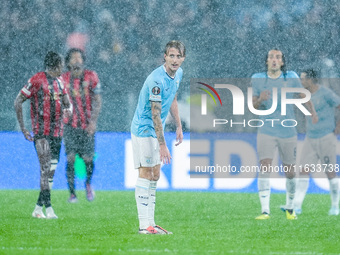 Nicolo' Rovella of SS Lazio looks on during the UEFA Europa League 2024/25 League Phase MD2 match between SS Lazio and OGC Nice at Stadio Ol...