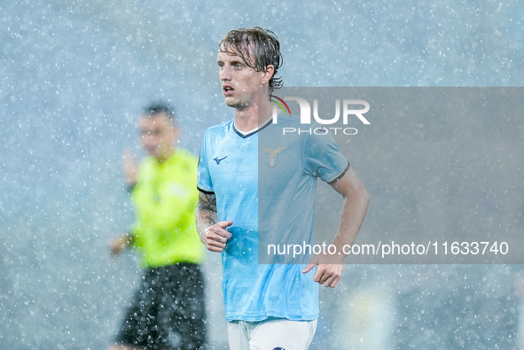 Nicolo' Rovella of SS Lazio looks on during the UEFA Europa League 2024/25 League Phase MD2 match between SS Lazio and OGC Nice at Stadio Ol...