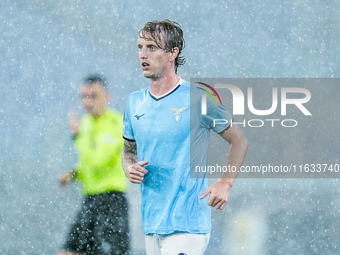 Nicolo' Rovella of SS Lazio looks on during the UEFA Europa League 2024/25 League Phase MD2 match between SS Lazio and OGC Nice at Stadio Ol...