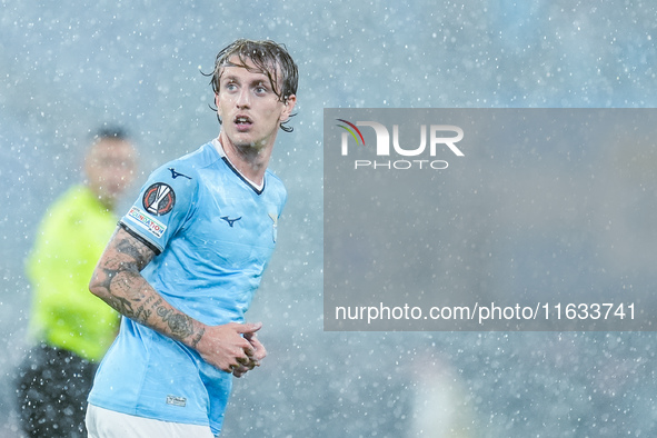 Nicolo' Rovella of SS Lazio looks on during the UEFA Europa League 2024/25 League Phase MD2 match between SS Lazio and OGC Nice at Stadio Ol...