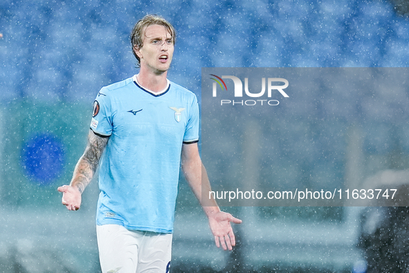 Nicolo' Rovella of SS Lazio looks on during the UEFA Europa League 2024/25 League Phase MD2 match between SS Lazio and OGC Nice at Stadio Ol...