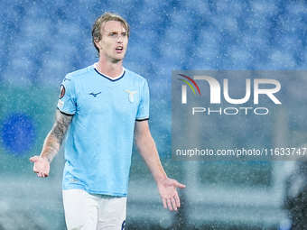 Nicolo' Rovella of SS Lazio looks on during the UEFA Europa League 2024/25 League Phase MD2 match between SS Lazio and OGC Nice at Stadio Ol...