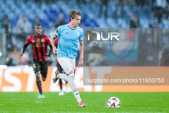 Nicolo' Rovella of SS Lazio during the UEFA Europa League 2024/25 League Phase MD2 match between SS Lazio and OGC Nice at Stadio Olimpico on...