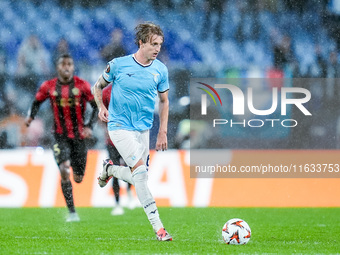 Nicolo' Rovella of SS Lazio during the UEFA Europa League 2024/25 League Phase MD2 match between SS Lazio and OGC Nice at Stadio Olimpico on...