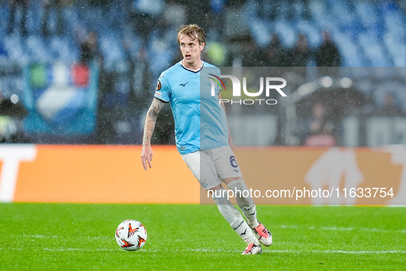 Nicolo' Rovella of SS Lazio during the UEFA Europa League 2024/25 League Phase MD2 match between SS Lazio and OGC Nice at Stadio Olimpico on...