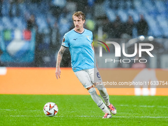 Nicolo' Rovella of SS Lazio during the UEFA Europa League 2024/25 League Phase MD2 match between SS Lazio and OGC Nice at Stadio Olimpico on...