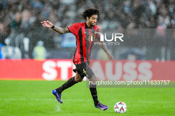 Dante of OGC Nice during the UEFA Europa League 2024/25 League Phase MD2 match between SS Lazio and OGC Nice at Stadio Olimpico on October 0...