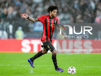 Dante of OGC Nice during the UEFA Europa League 2024/25 League Phase MD2 match between SS Lazio and OGC Nice at Stadio Olimpico on October 0...