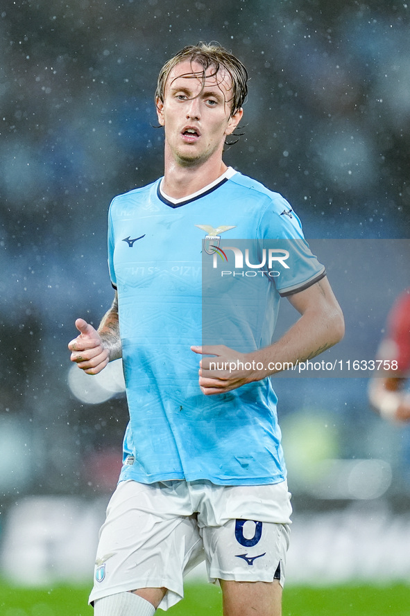 Nicolo' Rovella of SS Lazio looks on during the UEFA Europa League 2024/25 League Phase MD2 match between SS Lazio and OGC Nice at Stadio Ol...