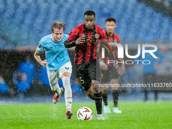 Youssoufa Moukoko of OGC Nice during the UEFA Europa League 2024/25 League Phase MD2 match between SS Lazio and OGC Nice at Stadio Olimpico...