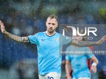 Manuel Lazzari of SS Lazio gestures during the UEFA Europa League 2024/25 League Phase MD2 match between SS Lazio and OGC Nice at Stadio Oli...