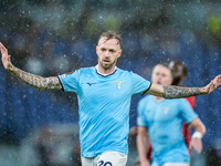 Manuel Lazzari of SS Lazio gestures during the UEFA Europa League 2024/25 League Phase MD2 match between SS Lazio and OGC Nice at Stadio Oli...