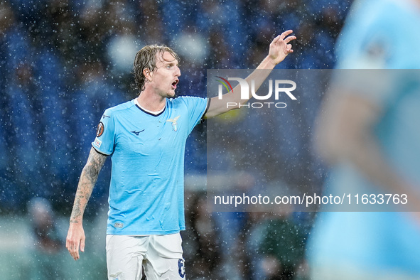 Nicolo' Rovella of SS Lazio yells during the UEFA Europa League 2024/25 League Phase MD2 match between SS Lazio and OGC Nice at Stadio Olimp...