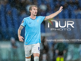 Nicolo' Rovella of SS Lazio gestures during the UEFA Europa League 2024/25 League Phase MD2 match between SS Lazio and OGC Nice at Stadio Ol...