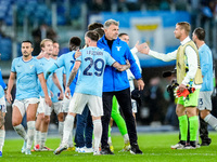 Marco Baroni head coach of SS Lazio celebrates the victory with Manuel Lazzari during the UEFA Europa League 2024/25 League Phase MD2 match...