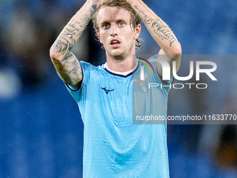 Nicolo' Rovella of SS Lazio applauds his supporters during the UEFA Europa League 2024/25 League Phase MD2 match between SS Lazio and OGC Ni...