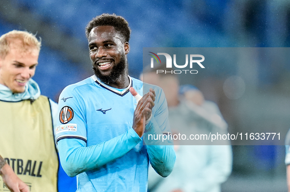 Boulaye Dia of SS Lazio applauds his supproters during the UEFA Europa League 2024/25 League Phase MD2 match between SS Lazio and OGC Nice a...