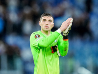 Christos Mandas of SS Lazio applauds during the UEFA Europa League 2024/25 League Phase MD2 match between SS Lazio and OGC Nice at Stadio Ol...