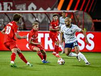 FC Twente midfielder Sem Steijn and Fenerbahce midfielder Sofyan Amrabat play during the match between Twente and Fenerbahce at the Grolsch...