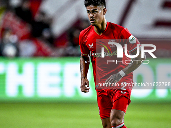 FC Twente defender Mees Hilgers plays during the match between Twente and Fenerbahce at the Grolsch Veste for the UEFA Europa League - Leagu...