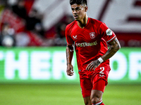 FC Twente defender Mees Hilgers plays during the match between Twente and Fenerbahce at the Grolsch Veste for the UEFA Europa League - Leagu...