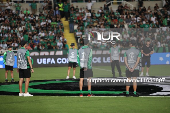 Ball bays are seen before the game in Nicosia, Cyprus, on October 3, 2024. Omonoia FC plays against Vikingur Reykjavik at GSP Stadium for th...