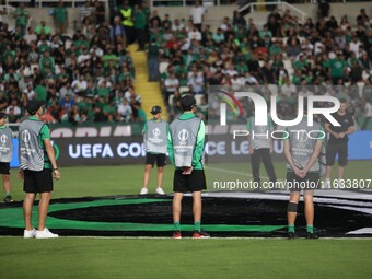 Ball bays are seen before the game in Nicosia, Cyprus, on October 3, 2024. Omonoia FC plays against Vikingur Reykjavik at GSP Stadium for th...