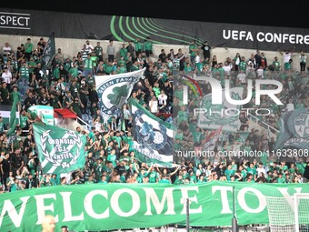 Omonoia FC fans are seen before the game in Nicosia, Cyprus, on October 3, 2024. Omonoia FC plays against Vikingur Reykjavik at GSP Stadium...