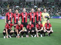 The Vikingur Reykjavik team is seen before the game in Nicosia, Cyprus, on October 3, 2024. Omonoia FC plays against Vikingur Reykjavik at G...