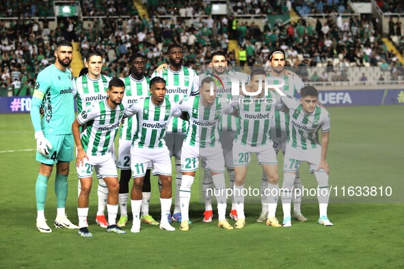 The Omonoia FC team is seen before the game in Nicosia, Cyprus, on October 3, 2024. Omonoia FC plays against Vikingur Reykjavik at GSP Stadi...