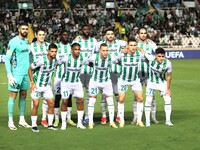 The Omonoia FC team is seen before the game in Nicosia, Cyprus, on October 3, 2024. Omonoia FC plays against Vikingur Reykjavik at GSP Stadi...