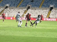 Dadi Berg Jonsson of Vikingur Reykjavik tries to take the ball in Nicosia, Cyprus, on October 3, 2024. Omonoia FC plays against Vikingur Rey...